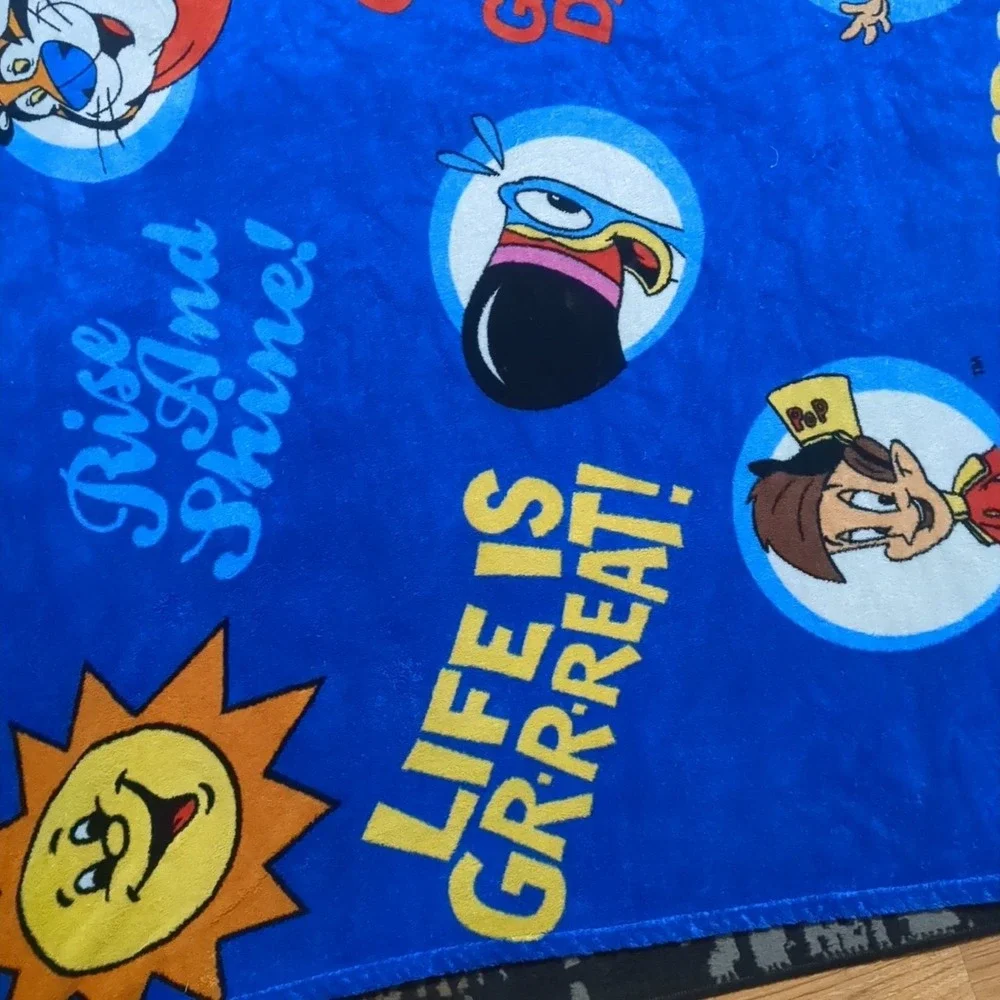 Vintage Kelloggs Cereal Blanket  Tony Tiger Snap Crackle Pop Toucan Sam‎ 50